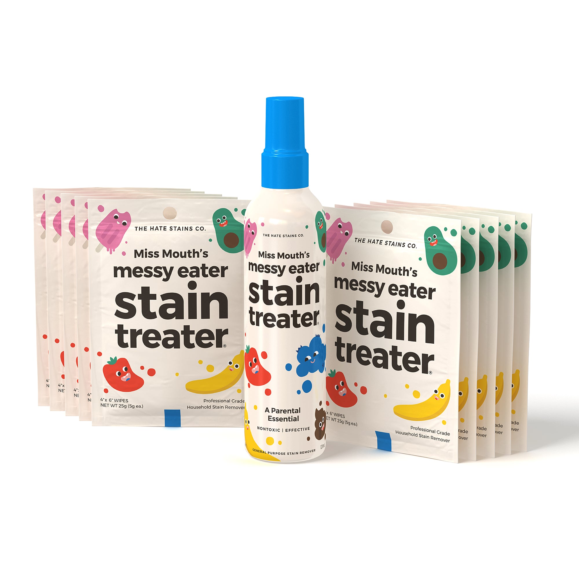 Miss Mouth's Messy Eater Stain Treater Kit (1 Bottle + 10 Wipes) The
