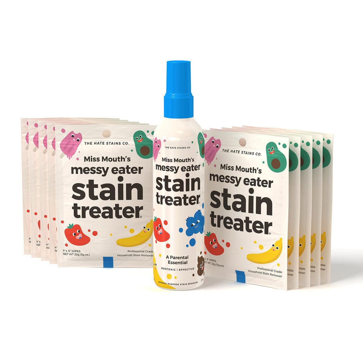 Miss Mouth&#39;s Messy Eater Stain Treater Kit (1 Bottle + 10 Wipes)